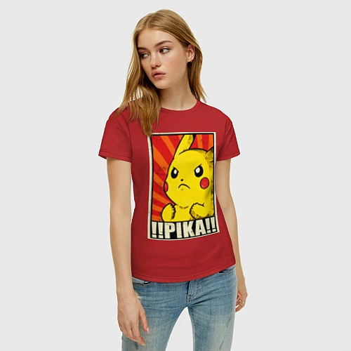 Женская футболка Pikachu: Pika Pika / Красный – фото 3