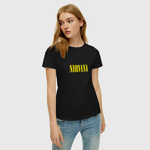 Женская футболка Nirvana Нирвана Логотип / Черный – фото 3