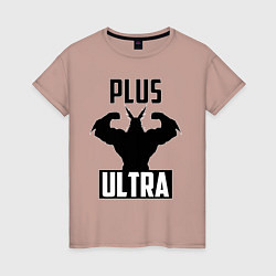 Футболка хлопковая женская PLUS ULTRA черный, цвет: пыльно-розовый