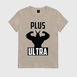 Футболка хлопковая женская PLUS ULTRA черный, цвет: миндальный