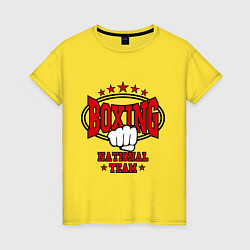 Футболка хлопковая женская Boxing national team, цвет: желтый