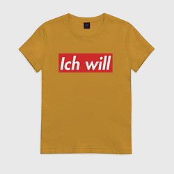 Футболка хлопковая женская Ich will, цвет: горчичный