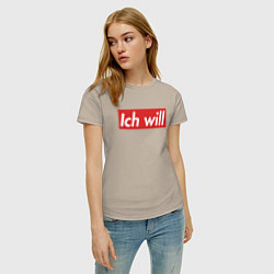 Футболка хлопковая женская Ich will, цвет: миндальный — фото 2