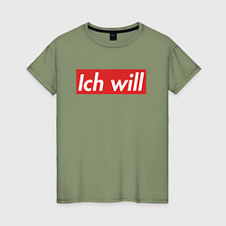 Футболка хлопковая женская Ich will, цвет: авокадо