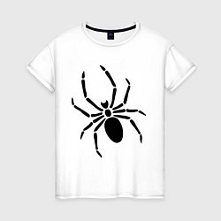 Футболка хлопковая женская Страшный паук, цвет: белый