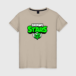 Футболка хлопковая женская BRAWLSTARS, цвет: миндальный