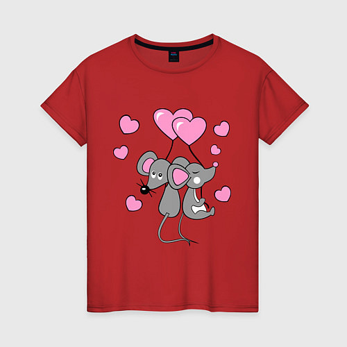 Женская футболка Влюбленные мышки / Красный – фото 1
