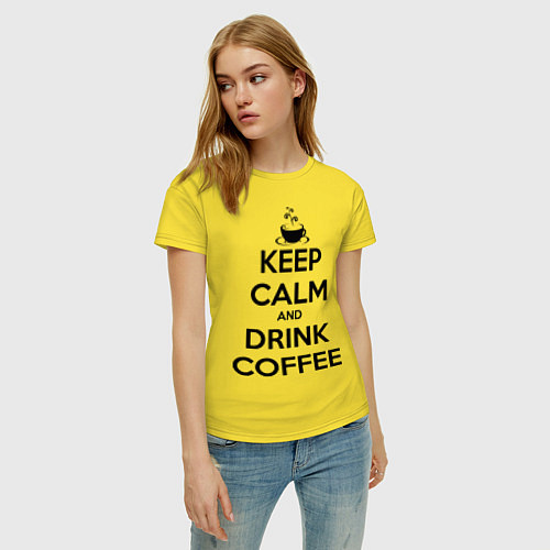 Женская футболка Keep Calm & Drink Coffee / Желтый – фото 3