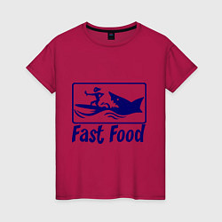 Футболка хлопковая женская Shark fast food, цвет: маджента