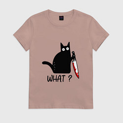 Футболка хлопковая женская What cat, цвет: пыльно-розовый
