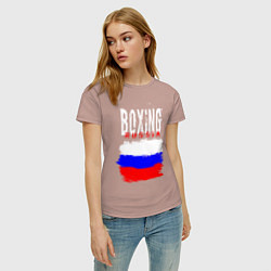 Футболка хлопковая женская Бокс Россия, цвет: пыльно-розовый — фото 2