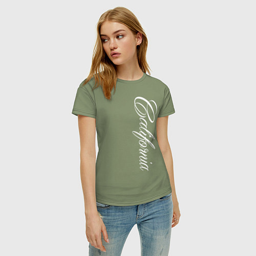 Женская футболка California надпись сбоку / Авокадо – фото 3