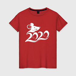 Футболка хлопковая женская Год крысы 2020, цвет: красный