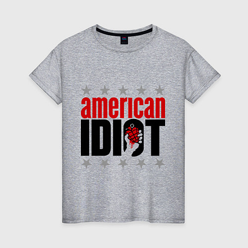 Женская футболка American idiot / Меланж – фото 1