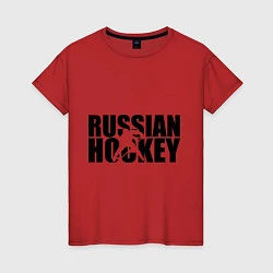 Футболка хлопковая женская Russian Hockey, цвет: красный
