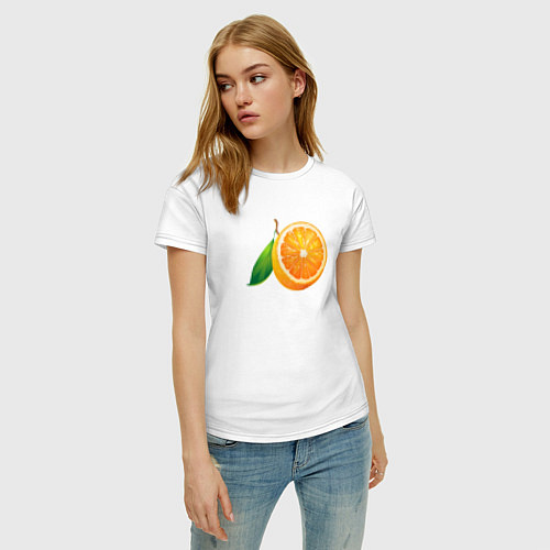 Женская футболка Апельсин / Белый – фото 3