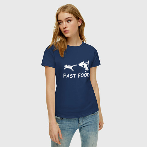 Женская футболка Fast food белый / Тёмно-синий – фото 3