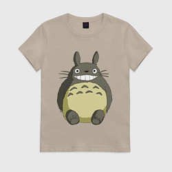 Футболка хлопковая женская Тоторо, цвет: миндальный