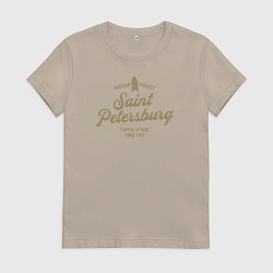 Футболка хлопковая женская Санкт-Петербург Gold Classic, цвет: миндальный