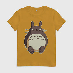 Футболка хлопковая женская Грустный Тоторо, цвет: горчичный