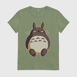 Футболка хлопковая женская Грустный Тоторо, цвет: авокадо