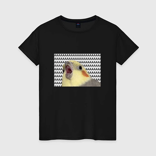 Женская футболка Орущий попугай / Черный – фото 1
