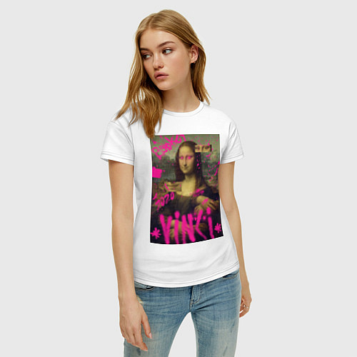 Женская футболка Мона Лиза Граффити / Белый – фото 3