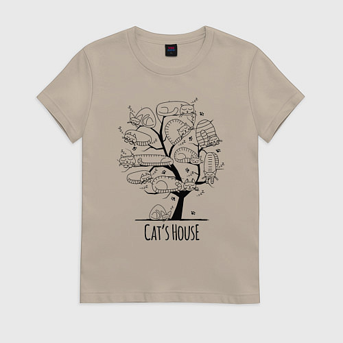 Женская футболка Кошачий дом / Миндальный – фото 1