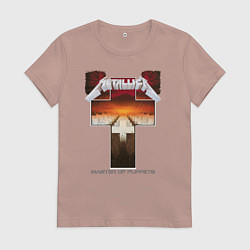 Футболка хлопковая женская Metellica - master of puppets, цвет: пыльно-розовый