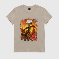 Футболка хлопковая женская DOOM, цвет: миндальный