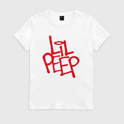 Футболка хлопковая женская LiL PEEP НА СПИНЕ, цвет: белый