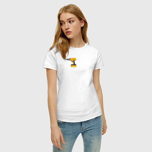 Женская футболка Дрель / Белый – фото 3