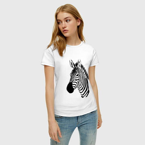 Женская футболка Зебра / Белый – фото 3