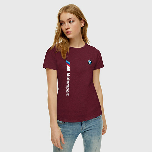 Женская футболка БМВ Мотоспорт / Меланж-бордовый – фото 3