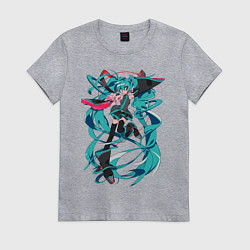 Футболка хлопковая женская Hatsune Miku Expo, цвет: меланж