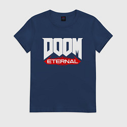 Футболка хлопковая женская DOOM, цвет: тёмно-синий