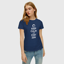 Футболка хлопковая женская Keep calm & stay Zen, цвет: тёмно-синий — фото 2