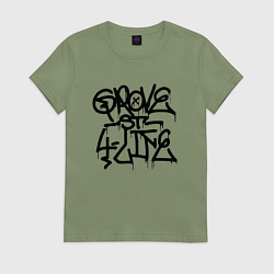Футболка хлопковая женская GROVE STREET 4 LIFE, цвет: авокадо