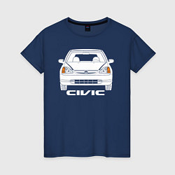 Футболка хлопковая женская Honda Civic EP 7gen, цвет: тёмно-синий