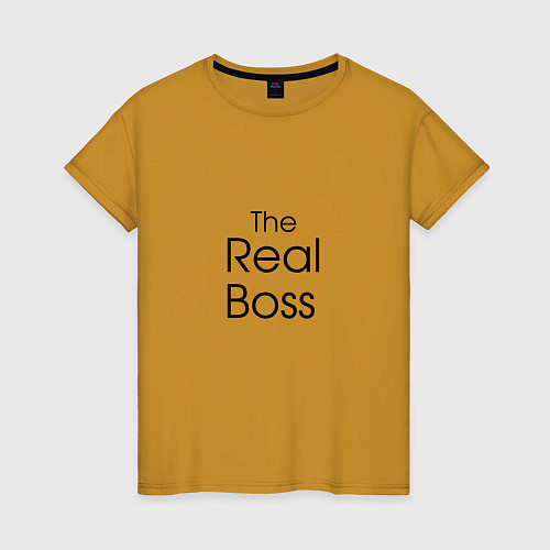 Женская футболка Настоящий босс / Горчичный – фото 1