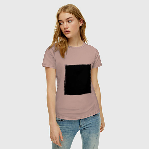 Женская футболка ЧЕРНЫЙ КВАДРАТ / Пыльно-розовый – фото 3