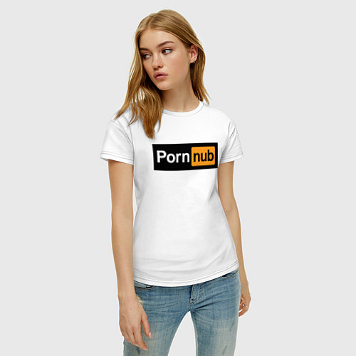 Женская футболка PornNub / Белый – фото 3