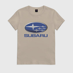 Футболка хлопковая женская SUBARU, цвет: миндальный