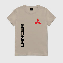 Футболка хлопковая женская MITSUBISHI LANCER, цвет: миндальный