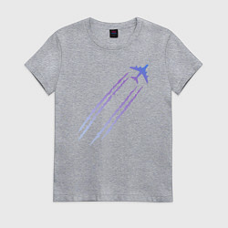 Футболка хлопковая женская Самолёт, цвет: меланж