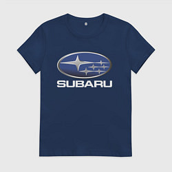 Футболка хлопковая женская SUBARU, цвет: тёмно-синий
