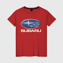 Футболка хлопковая женская SUBARU, цвет: красный