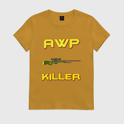 Футболка хлопковая женская AWP killer 2, цвет: горчичный