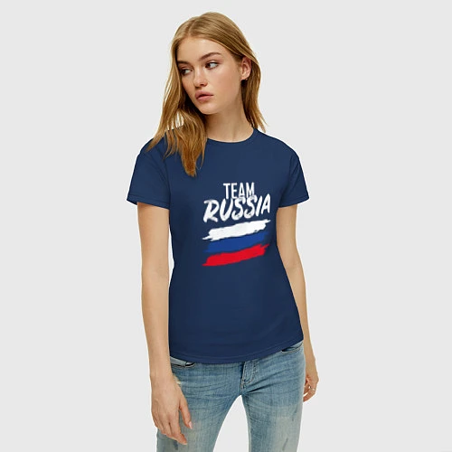 Женская футболка Россия / Тёмно-синий – фото 3