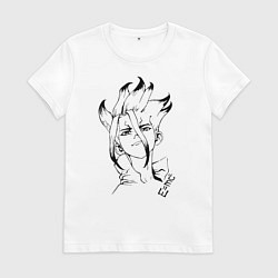 Футболка хлопковая женская Доктор Стоун, цвет: белый